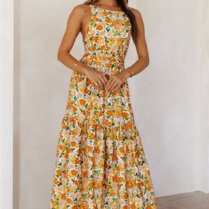 Hello Molly Vibrant Floral Backless Dress